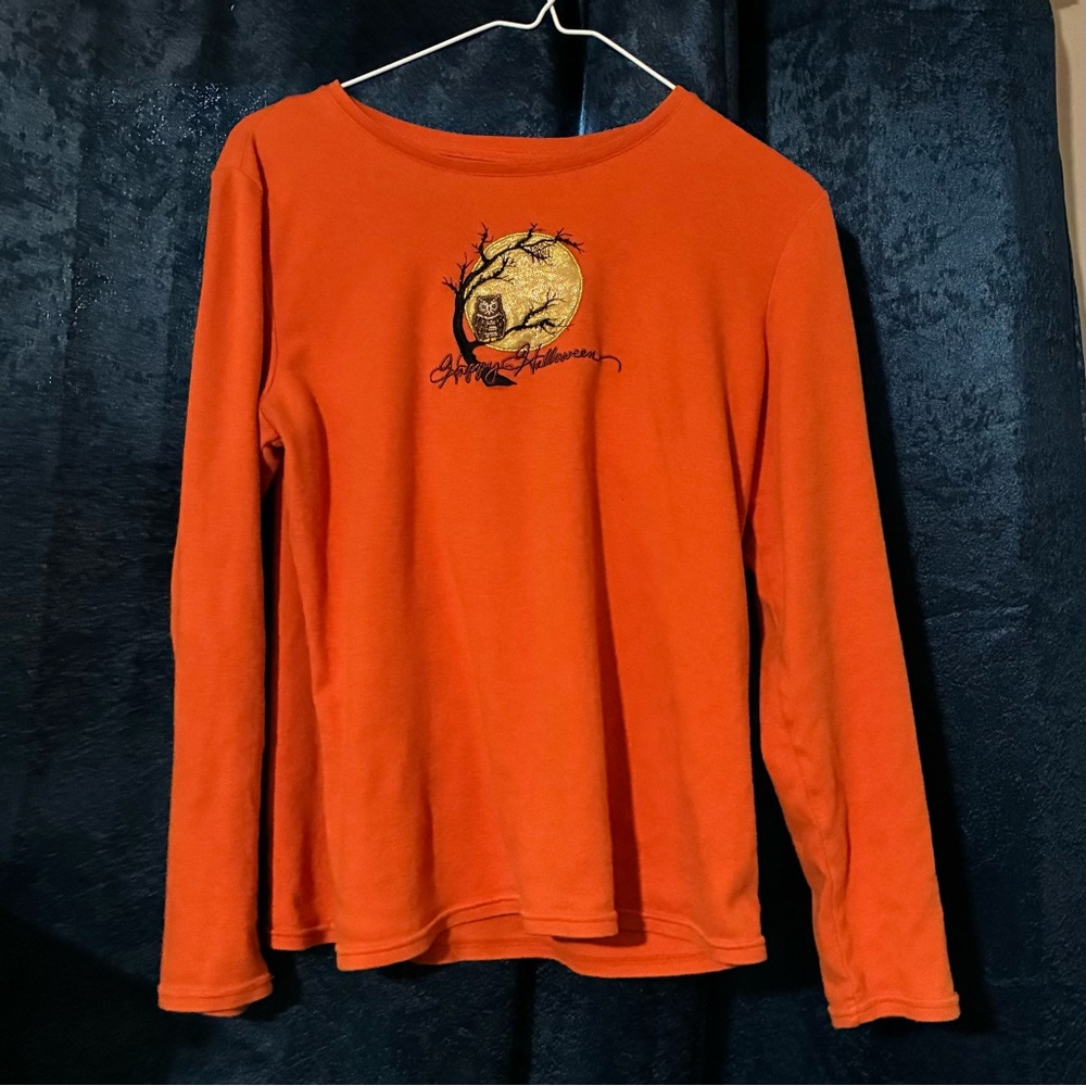 Orange Happy Halloween Long Sleeve Women's Tee